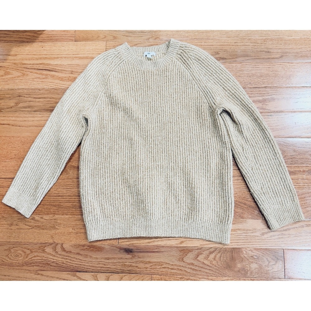 BP Sweater Small Beige Ribbed Knit Pullover Crew Neck Casual